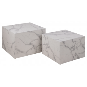 Kvadratisk sofabordssæt i hvidt marmor look 