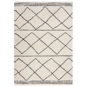 Sort og hvidt mønstret gulvtæppe 290x200