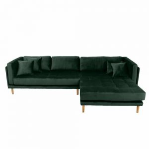 Cali højrevendt chaiselong sofa, Velour-Mørkegrøn (R38/B78)