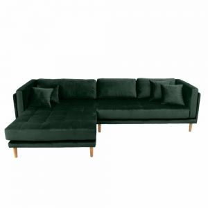 Cali venstrevendt chaiselong sofa, Velour-Mørkegrøn (R38/B78)