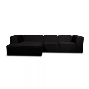 Sort modul sofa med chaiselong i sort stof venstrevendt chaiselong