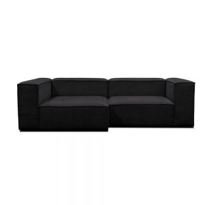 Lissabon sort stof sofa med lille chaiselong modul venstrevendt
