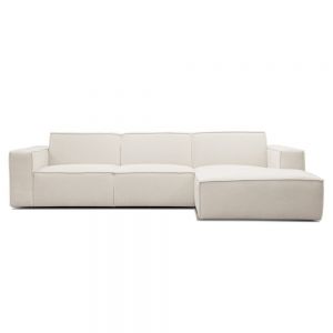 Højrevendt sofa med chaiselong i beige stof