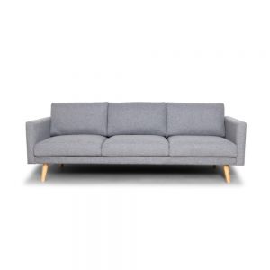 "Stella" - En grå tre personers sofa med sofaben i træ