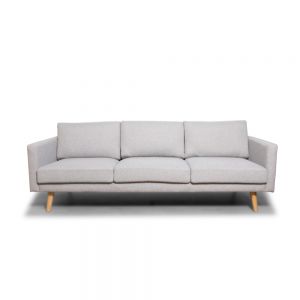 stella 3 pers sofa i lysegråt stof og med lyse træben